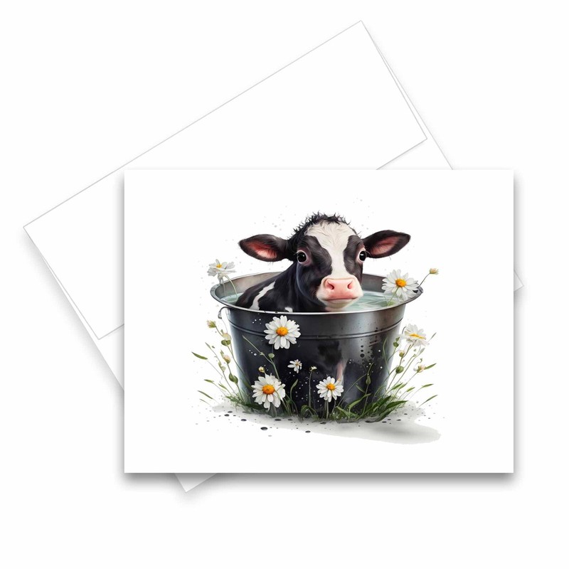 12 Assorted All Occasion Note Cards Blank Greeting Cards - COW BATH ( 2 of Each) gallery