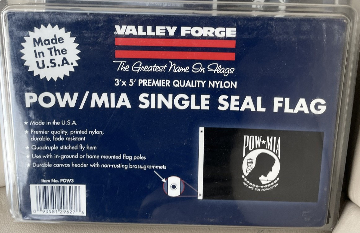 POW MIA Flag Valley Forge USA MADE 3' X 5' Premiere Quality Nylon Single Reverse gallery