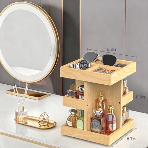 Cologne Organizer for Men Rotating Bathroom Counter Organizer, 3 Burlywood a gallery