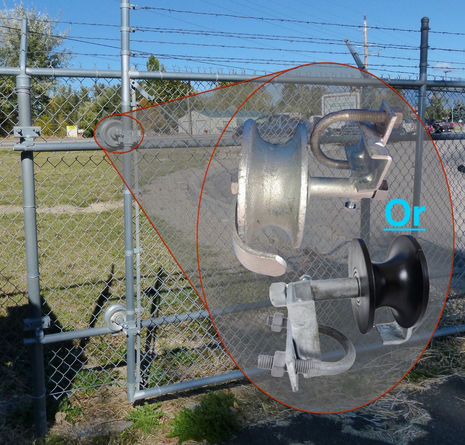 Chain Link Rolling Gate NYLON TRACK ROLLERS: 2" Frame x 1-5/8" Track Pipe Wheel gallery