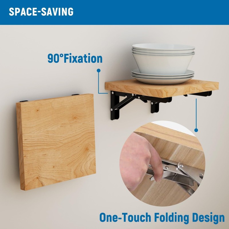 8 inch Folding Shelf Brackets-2 Pack Foldable Heavy Duty Triangle Collapsible... gallery