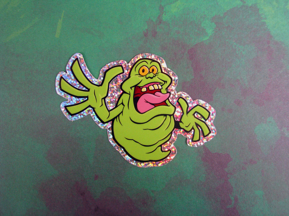 Slimer Glitter Sticker Ghostbusters Shiny Metallic Skateboard Decal 3" gallery