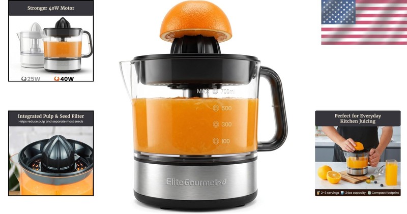 Efficient 40W Citrus Juicer for Oranges, Lemons & Limes - Easy Clean & BPA-Free gallery