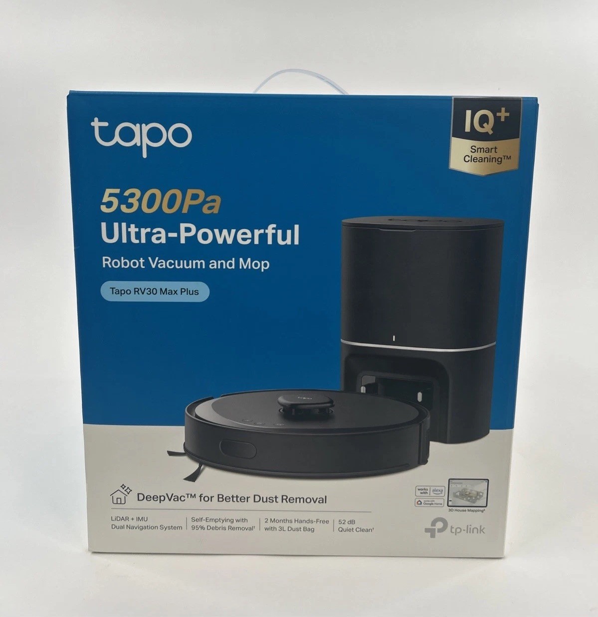 Tapo RV30 Max Plus 5300Pa Robotic Vacuum Mop Self-Emptying Smart Mapping Black gallery