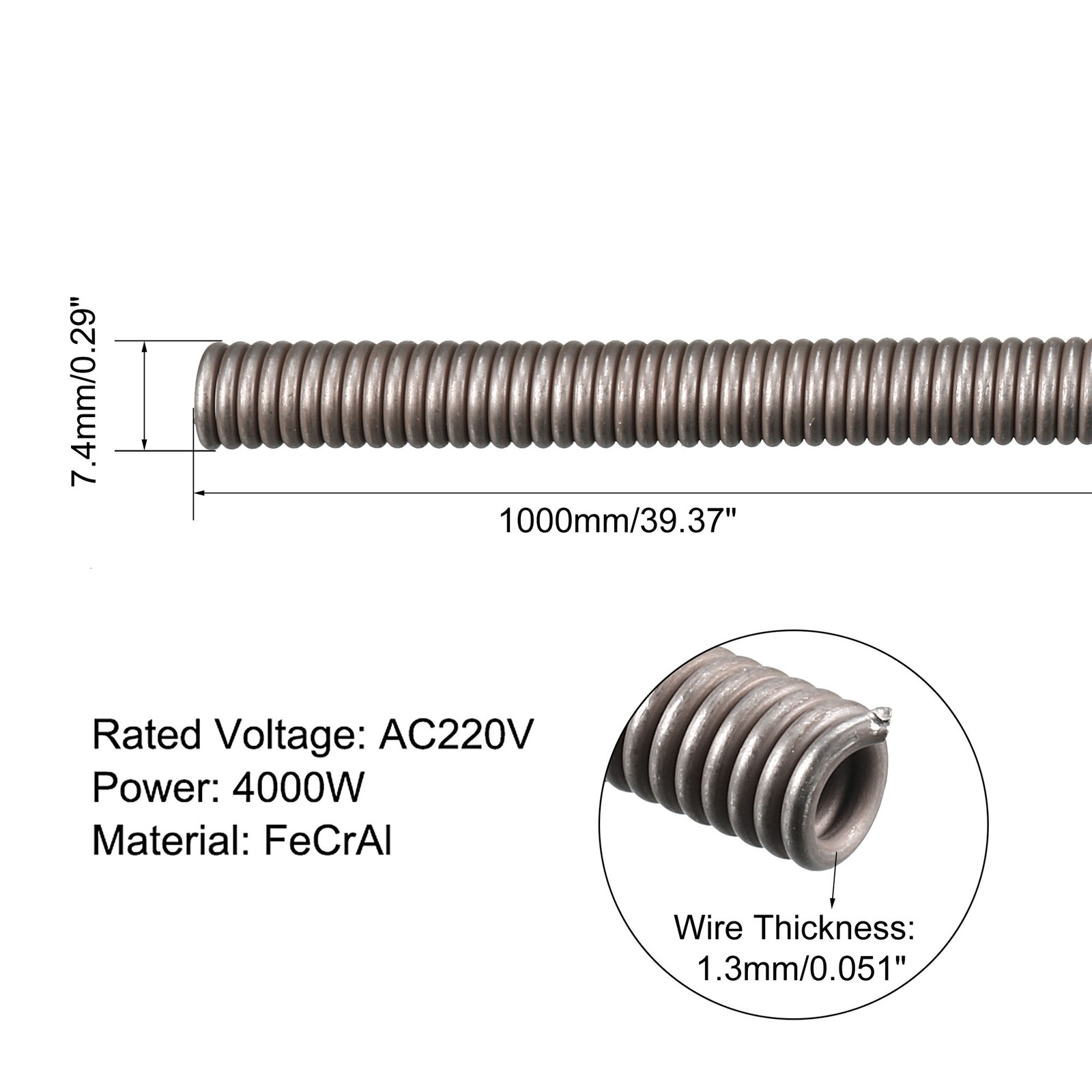 Heating Element Coil Wire AC220V 4000W AC110V 1000W 7.4x1000mm gallery