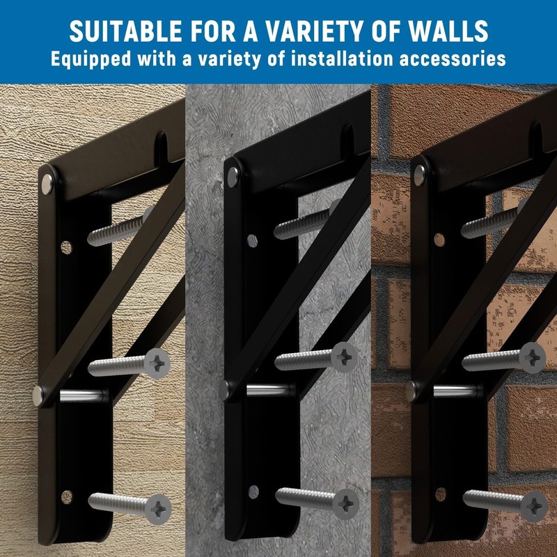8 inch Folding Shelf Brackets-2 Pack Foldable Heavy Duty Triangle Collapsible... gallery