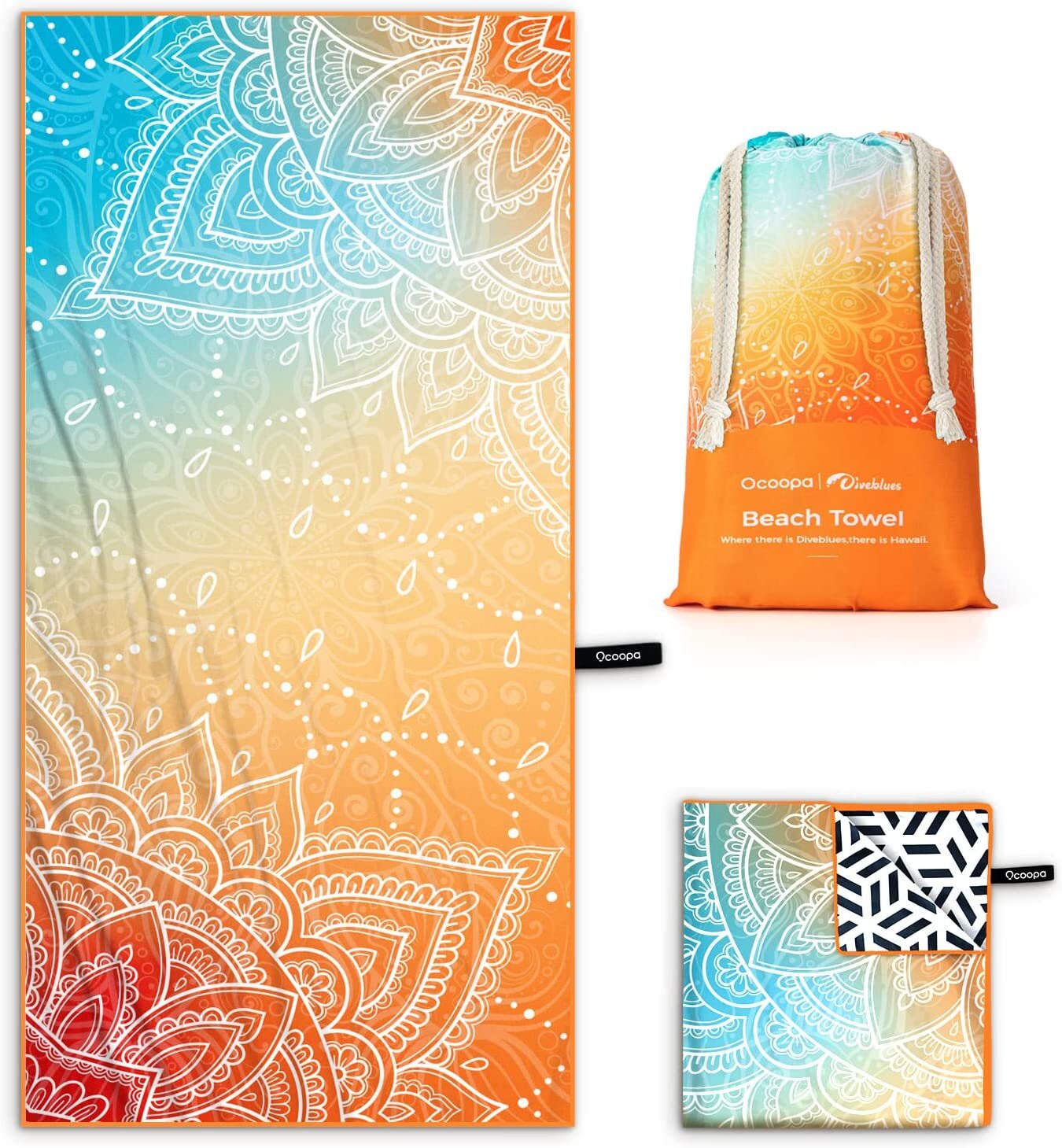 NEW! OCOOPA Microfiber Beach Towel Fast Drying Oversize Ocean Sand Free Outdoor gallery