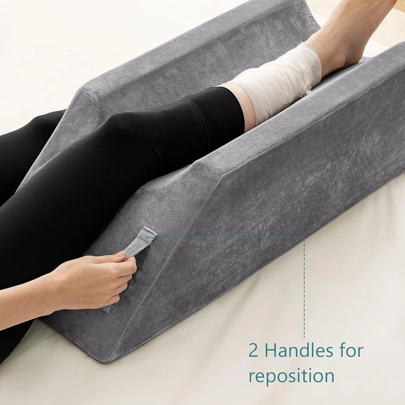 Memory Foam Leg Elevation Pillow Wedge Cushion with Washable Velvet Cover gallery