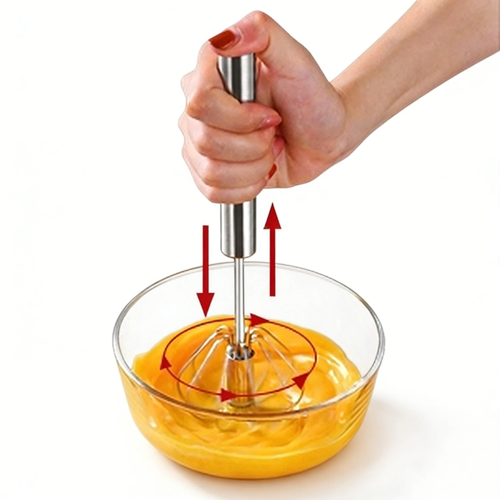 Semi Automatic Egg Whisk Stainless Steel Hand Push Beater Mixer Cream Frother gallery