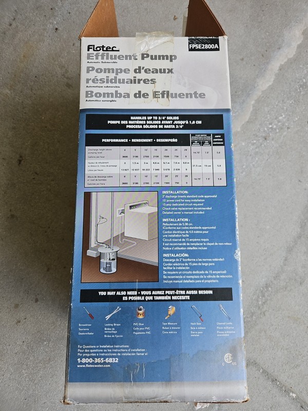EFFLUENT Pump FLOTEC FPSE2800A Thermo Plastic w/float switch 1/3HP 115V gallery