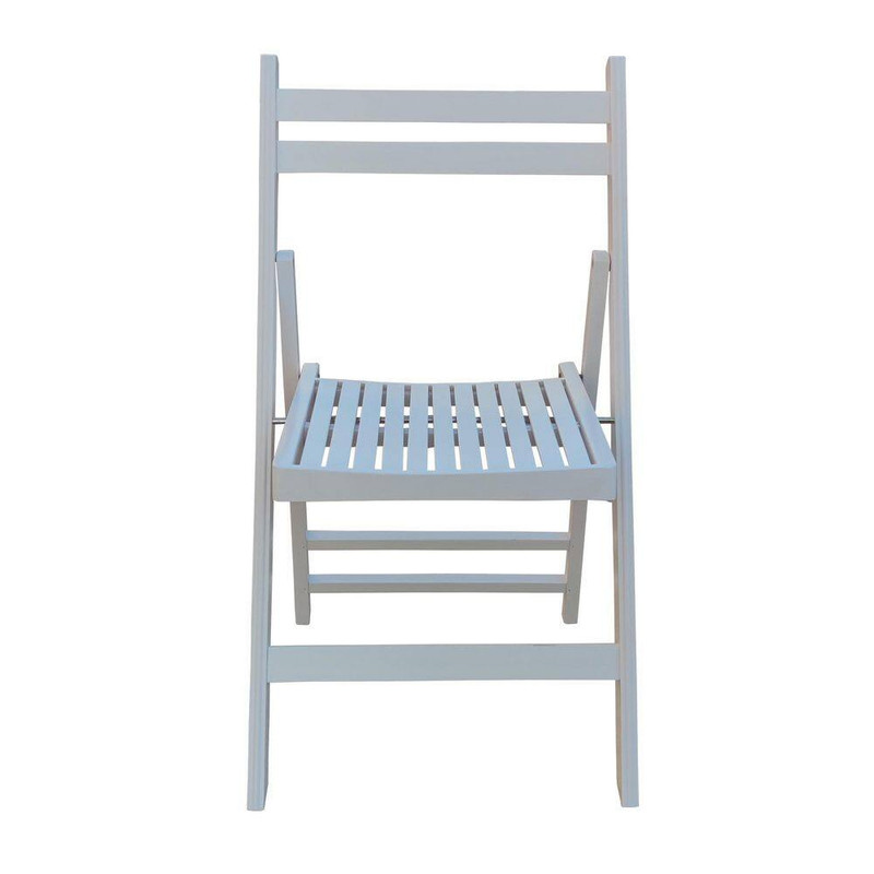 White Solid Wood Slatted Folding Event Chairs (Set of 4)-Fully Assembled 220 Lb. gallery