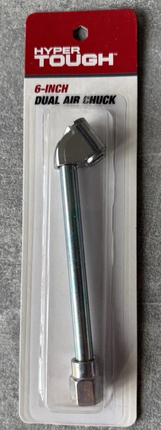 Hyper Tough 6” Dual Air Chuck Extended Built-In Shut-Off Valve Angled Head New gallery