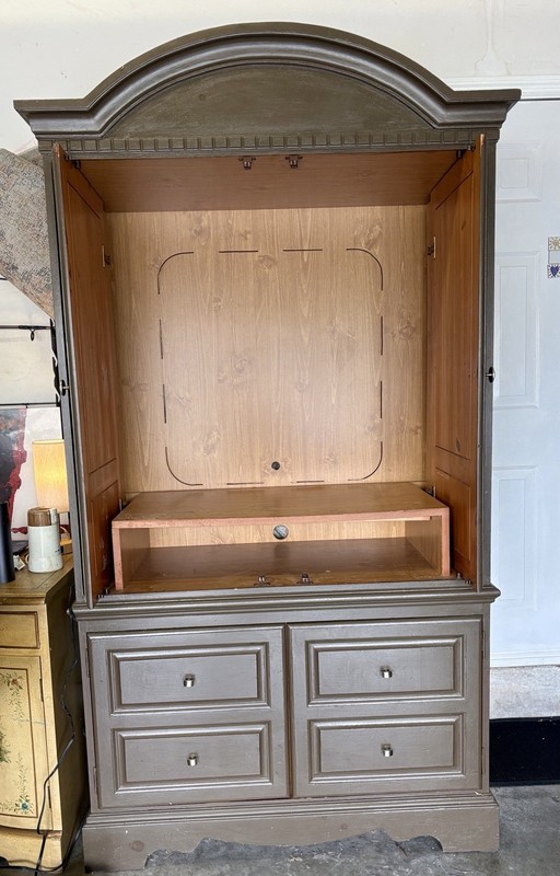 Large Solid Pine Painted (only outside )Armoire Wardrobe - 76” Tall Storage/TV gallery