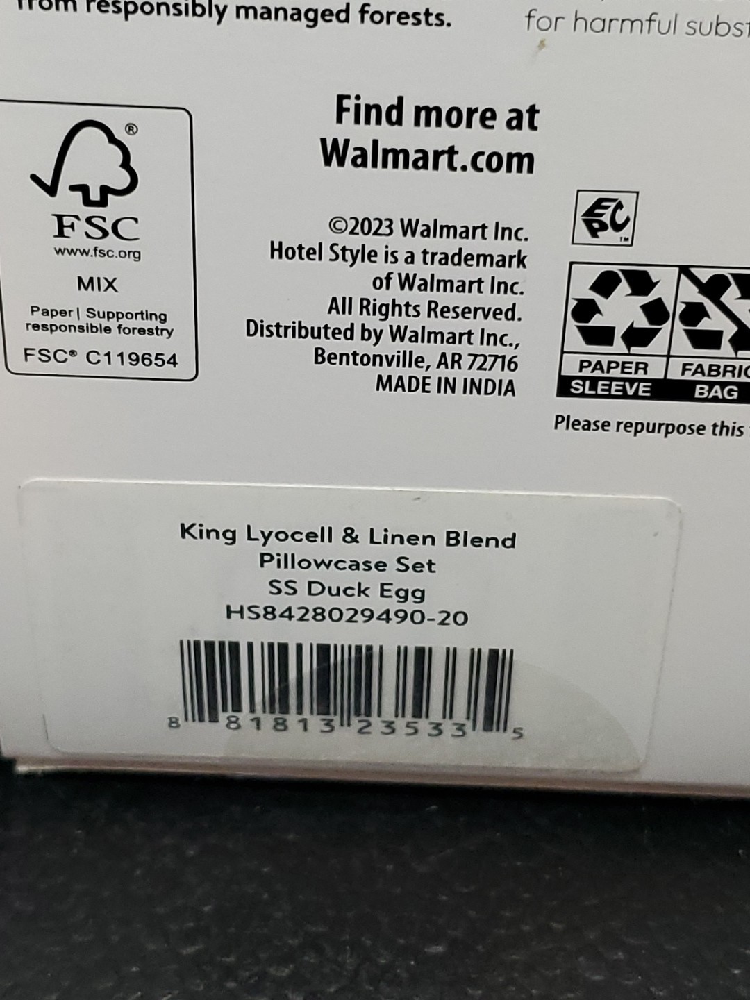 Hotel Style Lyocell & Linen Blend 2 Pillowcases KING, SS DUCK EGG gallery