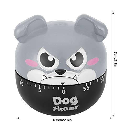 Mechanical Kitchen Timer, Cute Dog Wind Up 60 Minute Manual Countdown Gray gallery