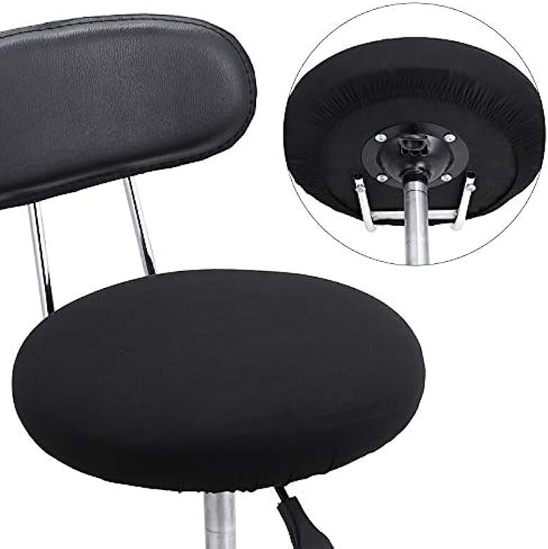 4pc Washable Round Bar Stool Seat Covers - Elastic Slipcover Black Fits 14-17 in gallery
