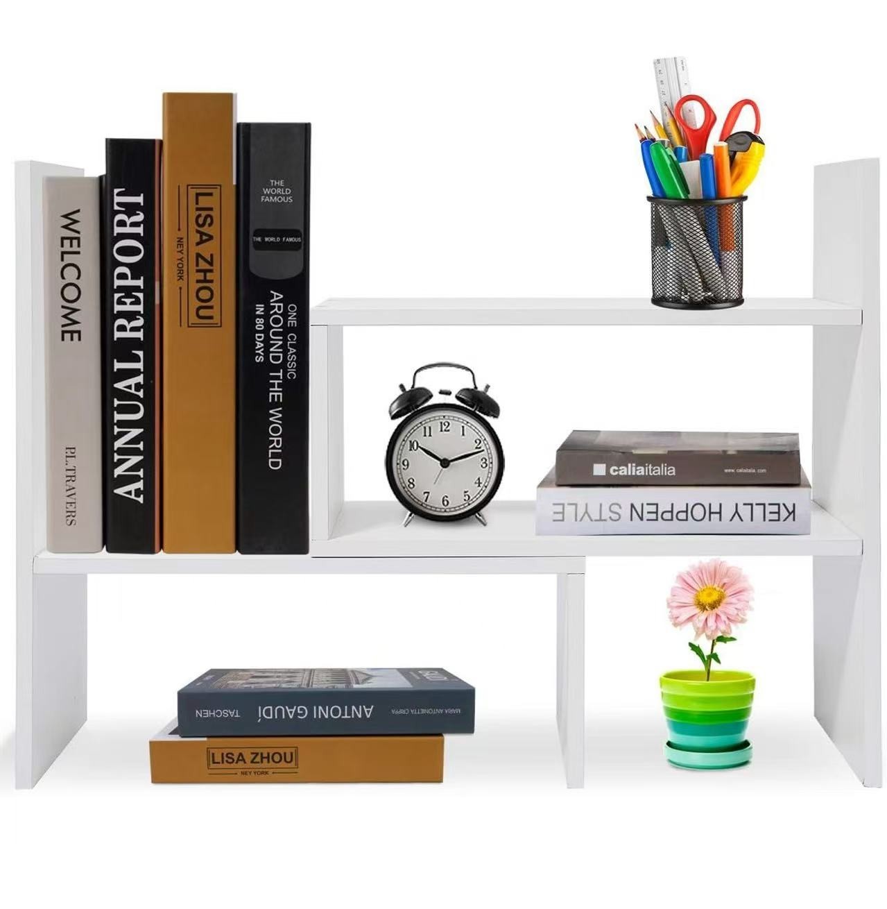 Desk Shelf, Adjustable Desktop Storage Organizer, Wood Display Shelf Rack, Offic gallery