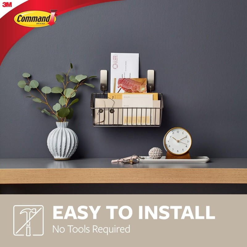 Command Medium Brushed Nickel Wall Hooks, 2 Coat Hooks and 4 Command Strips, gallery