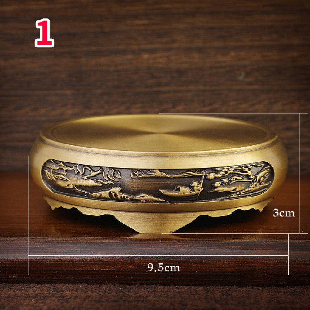 Brass Copper Display Stand Pedestal Carving Round Base Vase Pot Statue Chinese gallery