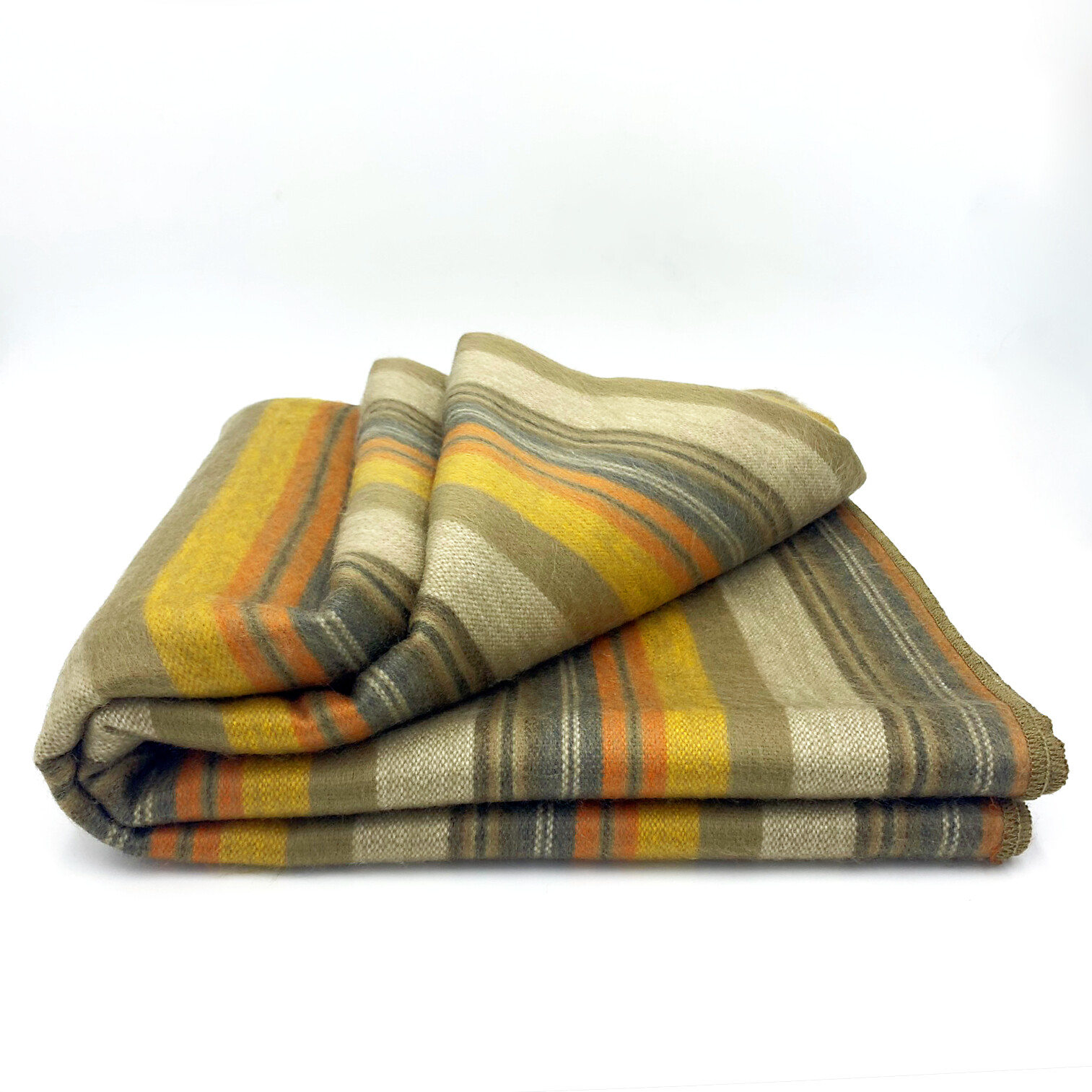 Soft and Warm Golden Brown Striped ALPACA Wool Blanket plaid queen throw gallery