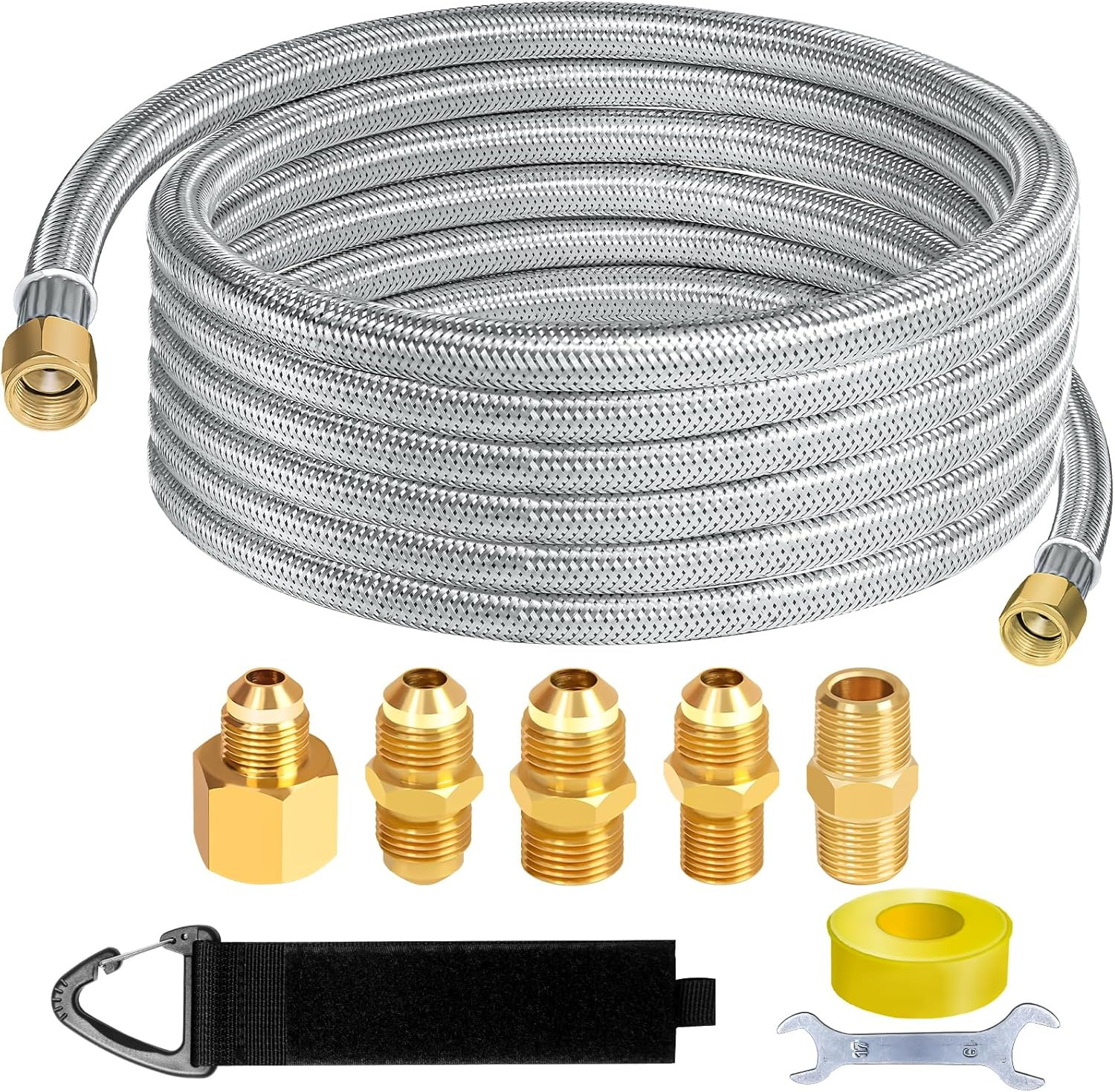 12FT Stainless High Pressure Braided Propane Hose Extension with Conversion Cou gallery