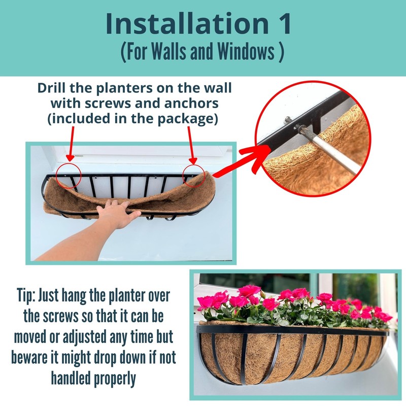 LaLaGreen Deck Railing Planter Boxes - 6 Pack, 36 Inch Long Window Flower Box... gallery