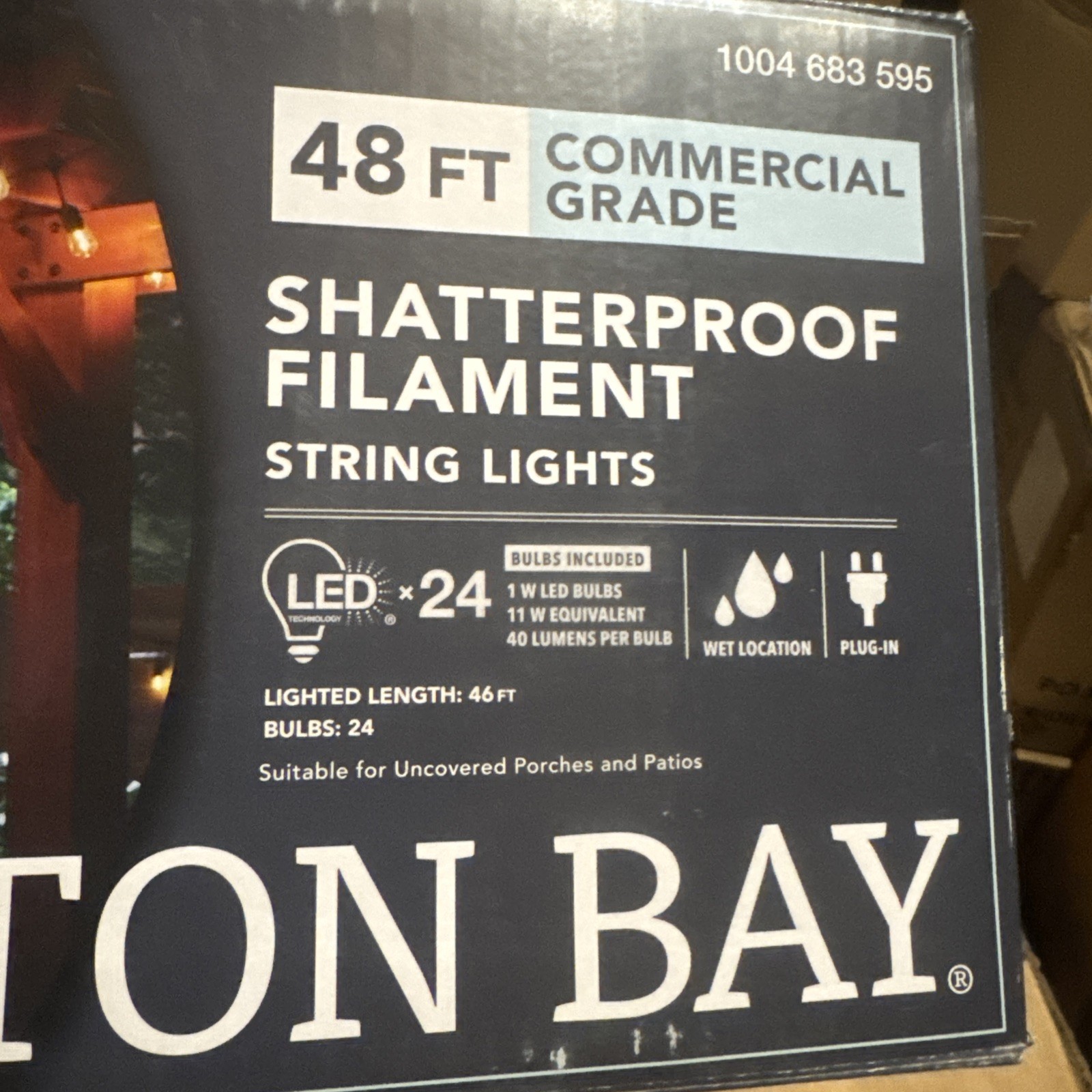 Hampton Bay 24-Light 48 ft. Indoor/Outdoor String Light with S14 Single Filament gallery