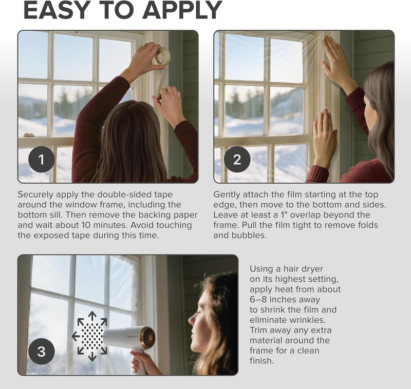 Window Insulation for Winter - 9 Pack 42In X 62In - Clear Window Insulation Kit gallery