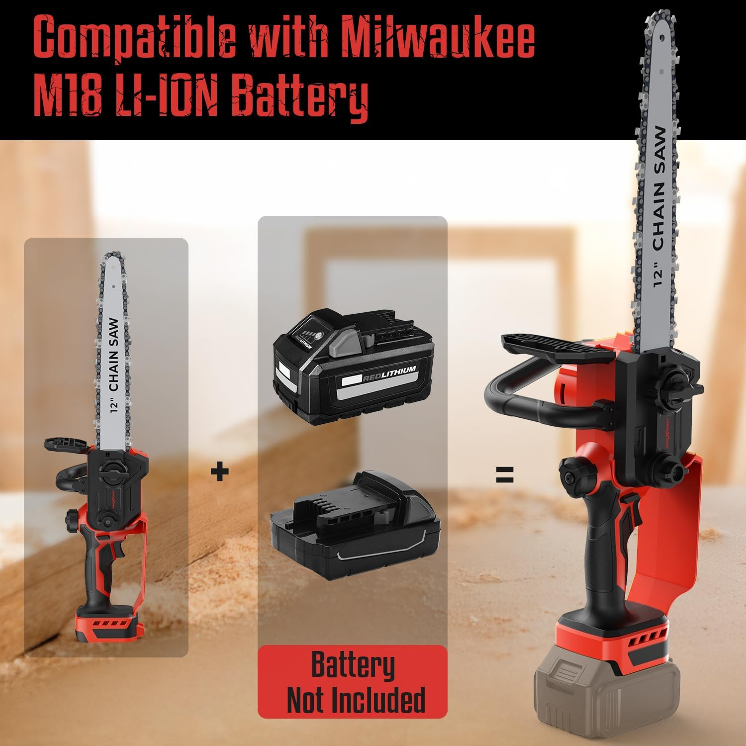 Mini Chainsaw for Milwaukee M18 Battery, 12 Inch Electric Chainsaw Cordless with gallery