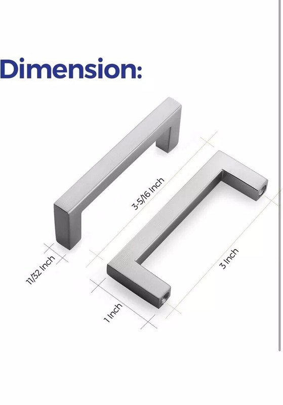 Ravinte 20 Pack Solid 3” Center to Center Slim Square Bar Drawer Handles gallery