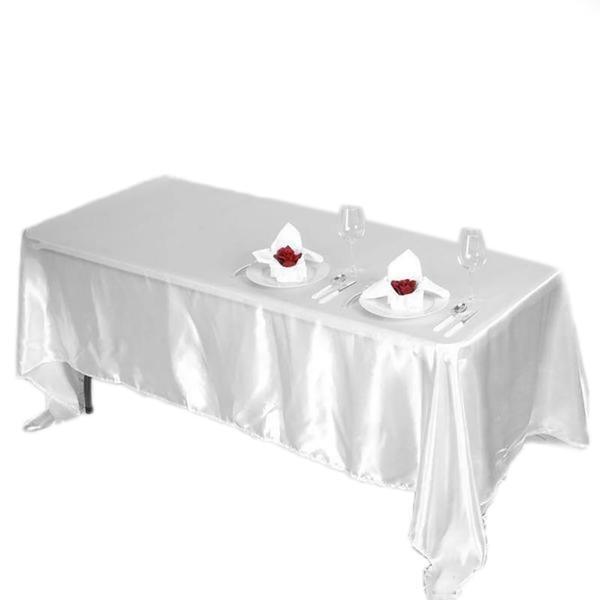 White 72x120" RECTANGLE Satin TABLECLOTH Wedding Party Home Banquet Linens SALE gallery
