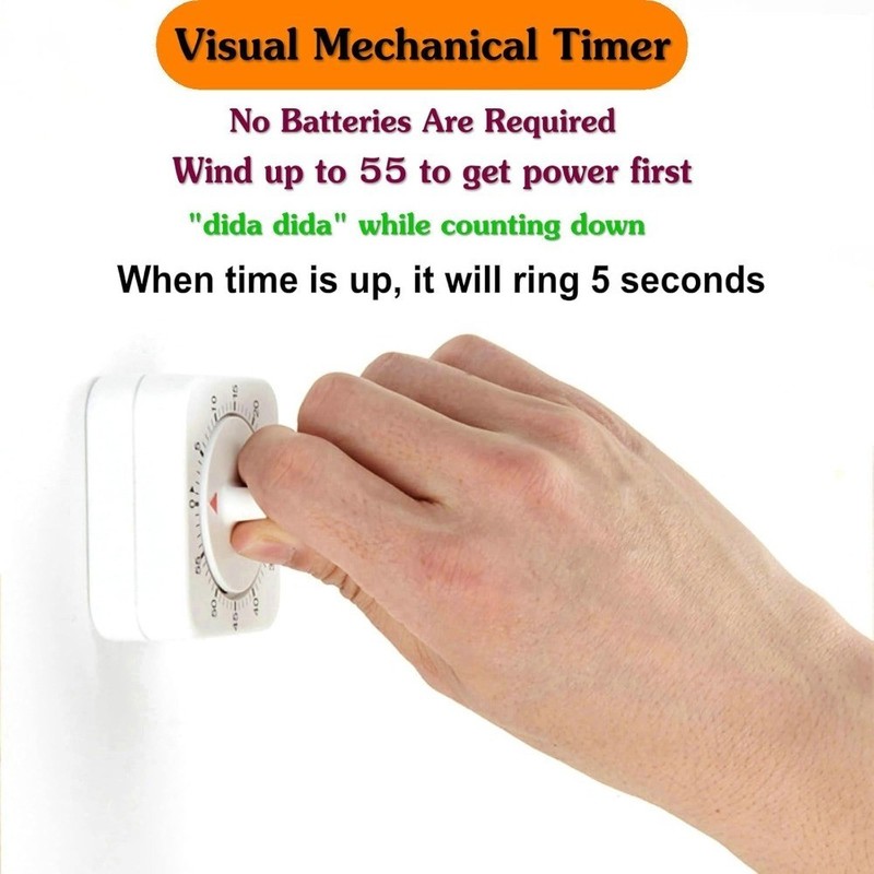 60 Minute Mechanical Kitchen Timer with Loud Alarm Manual Wind Up Countdown gallery
