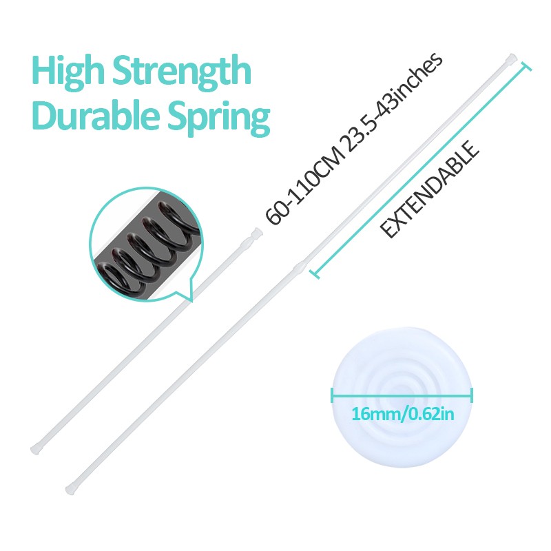 2~4Pack Adjustable Spring Load Tension Curtain Rod Telescopic Steel Pole 23-43in gallery