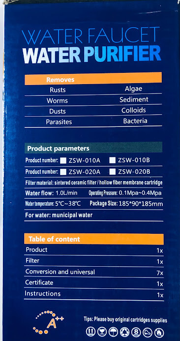 Faucet Water Filter Kitchen Sink Bathroom Mount Filtration Tap Purifier ZSW-010 gallery