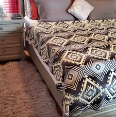 KING SIZE REVERSIBLE, ALPACA WOOL,MULTICOLOR BLANKET ECUADOR 74,8×91,33 in