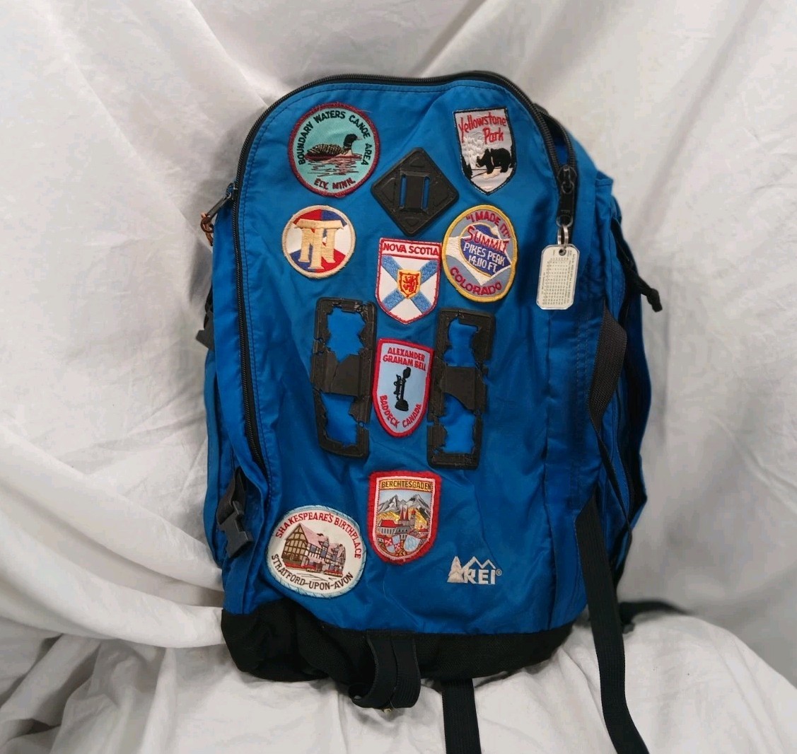 Rei Back Pack With Patches, Blue