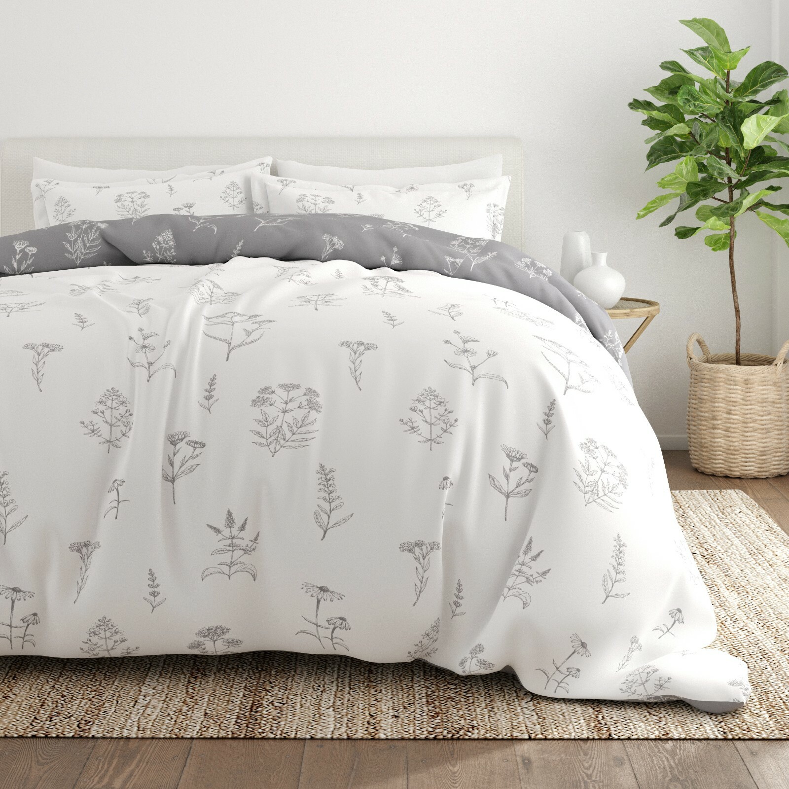 Botany Floral 3PC Reversible Duvet Cover by Kaycie Gray Fashion Hypoallergenic gallery