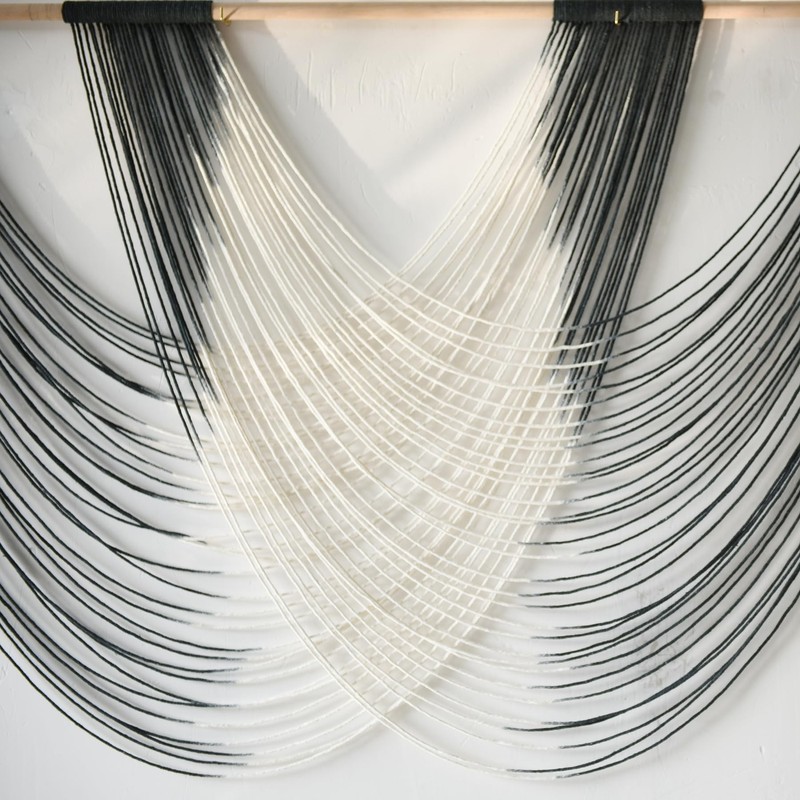 Large Macrame Wall Hanging Black Dip Dyed Fiber Wall Art Macrame Wall Decor B... gallery