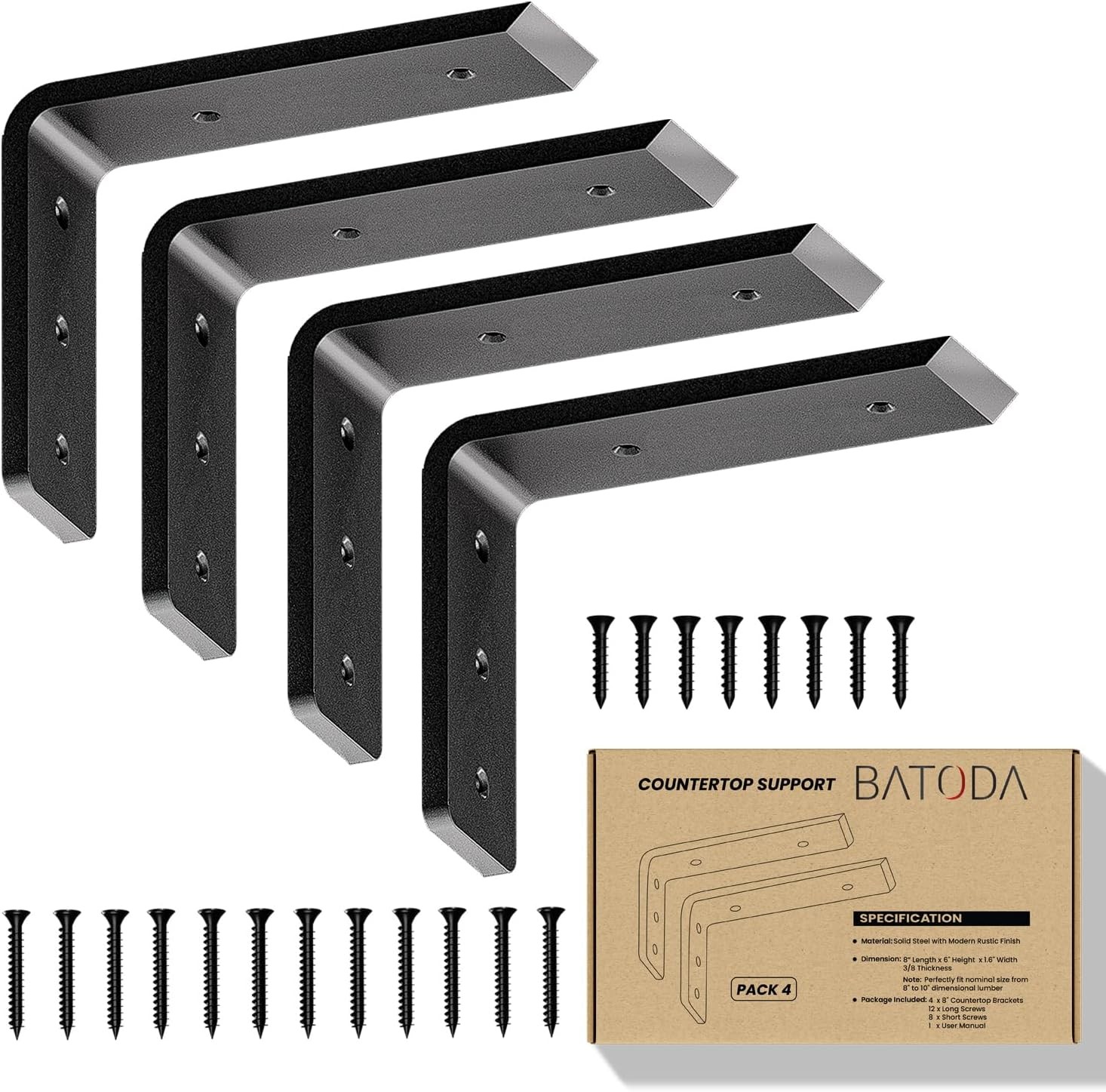 8” Countertop Support Steel Brackets (4 PCS) for Large Granite - Heavy Duty L... gallery