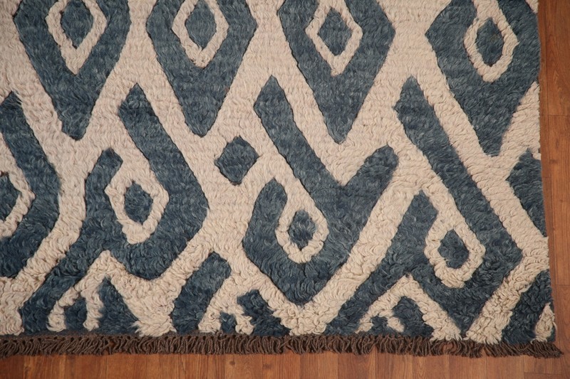 Statement Luxury Geometric Hand-Knotted Moroccan Indian Rug Modern Decor 9x11 ft gallery