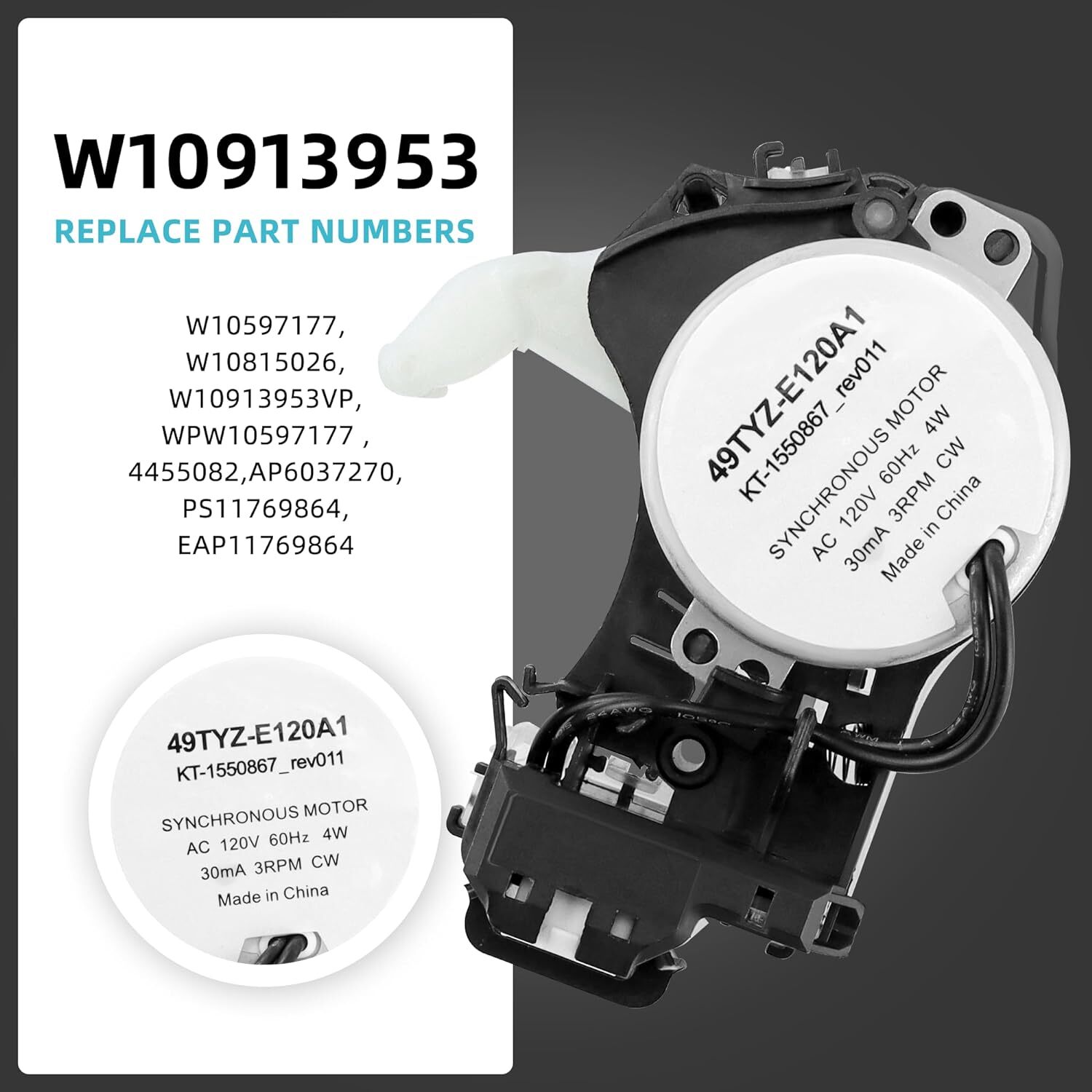 Actuator Compatible with Whirlpool Washer W10913953 W10597177 W10815026 AP60372 gallery