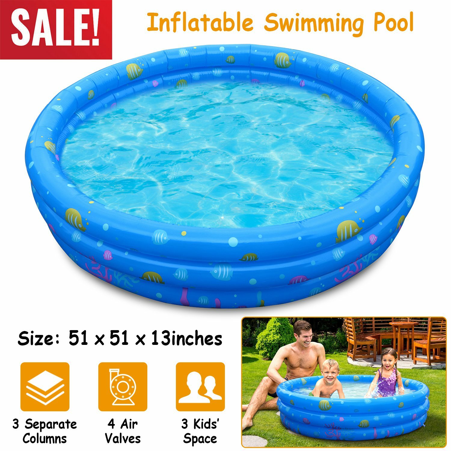 Children Inflatable Swimming Pool Large Family Summer Outdoor Play Pool 3 Kids gallery