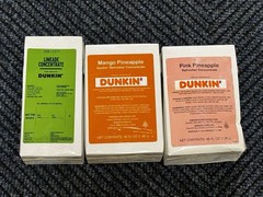 3 Dunkin Refreshers ( MANGO & PINK PINEAPPLE, LIMEADE New Free Ship