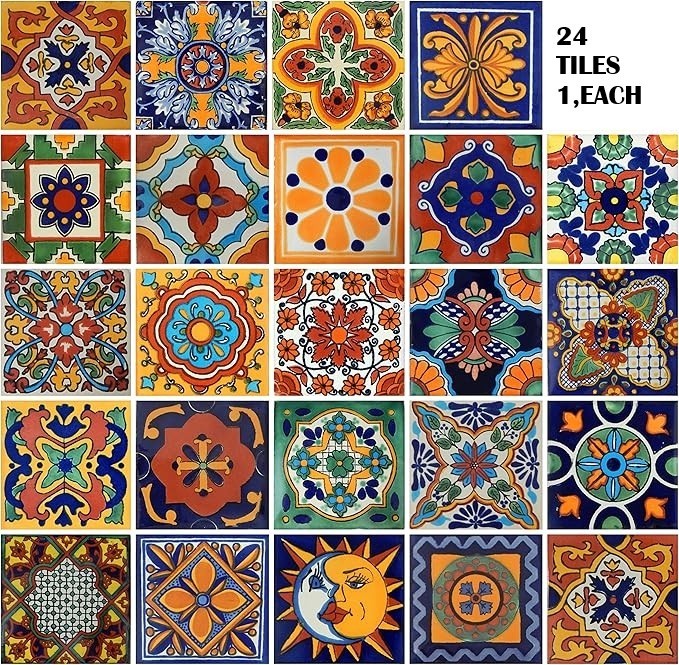 Mexican Talavera Tiles, 24 Different Designs, 4x4 Inches, Hand painte, Suitable gallery
