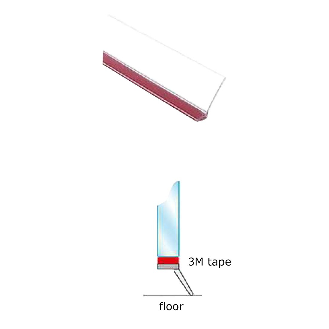 Clear Vinyl Angled L-Seal with Pre-applied Tape for Frameless Shower Doors - 73" gallery