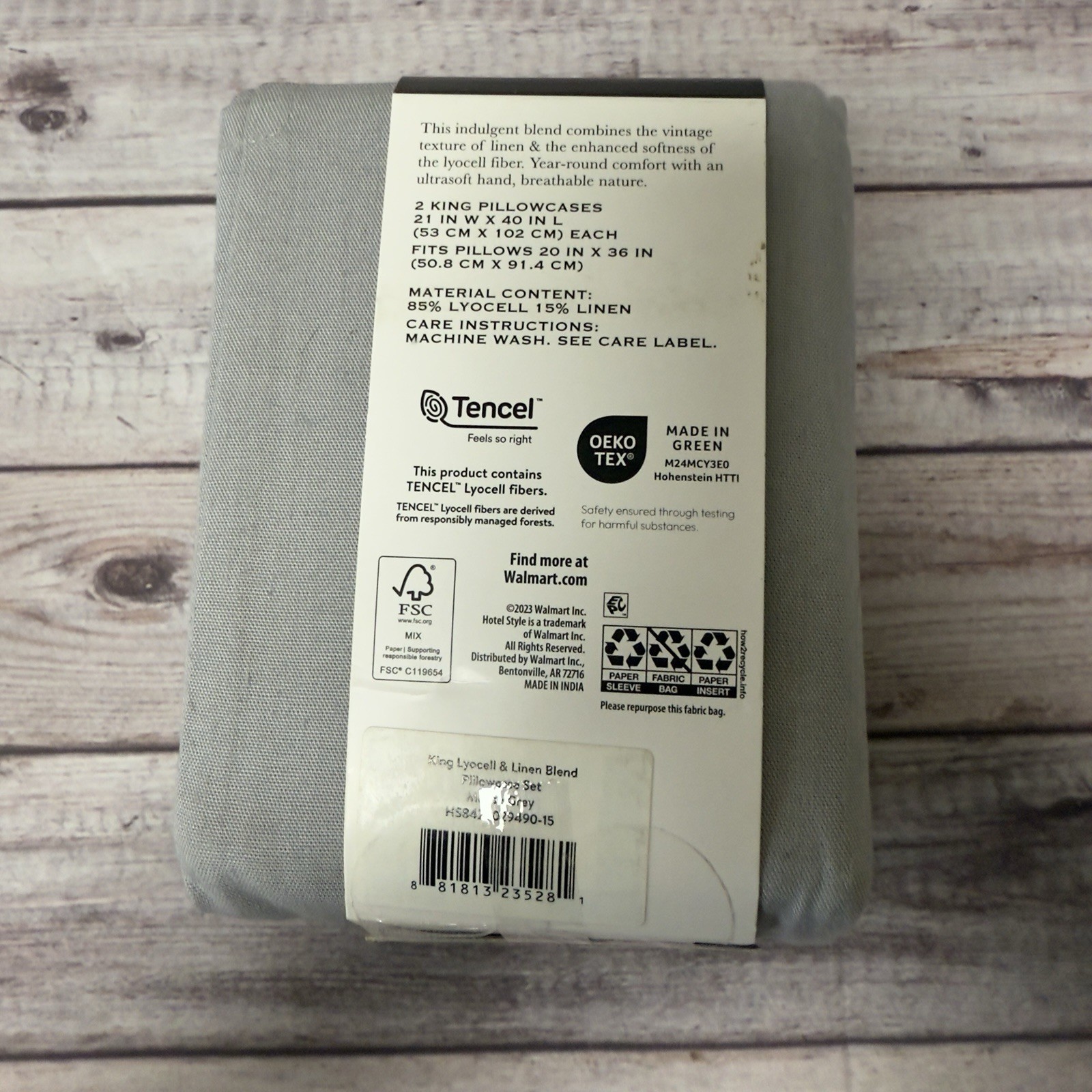 Hotel Style Lyocell & Linen Blend Pillowcases 2 King Mouse Grey gallery
