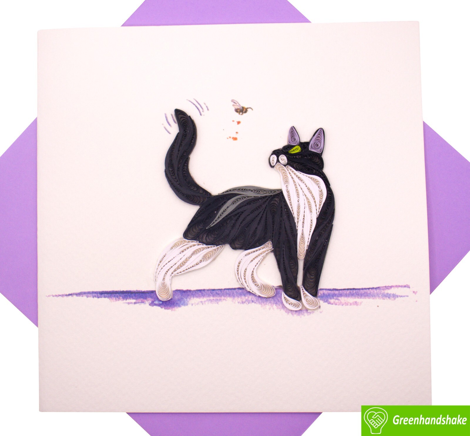 Kitty's Joy Quilling Greeting Card - Unique Dedicated Handmade Art gallery
