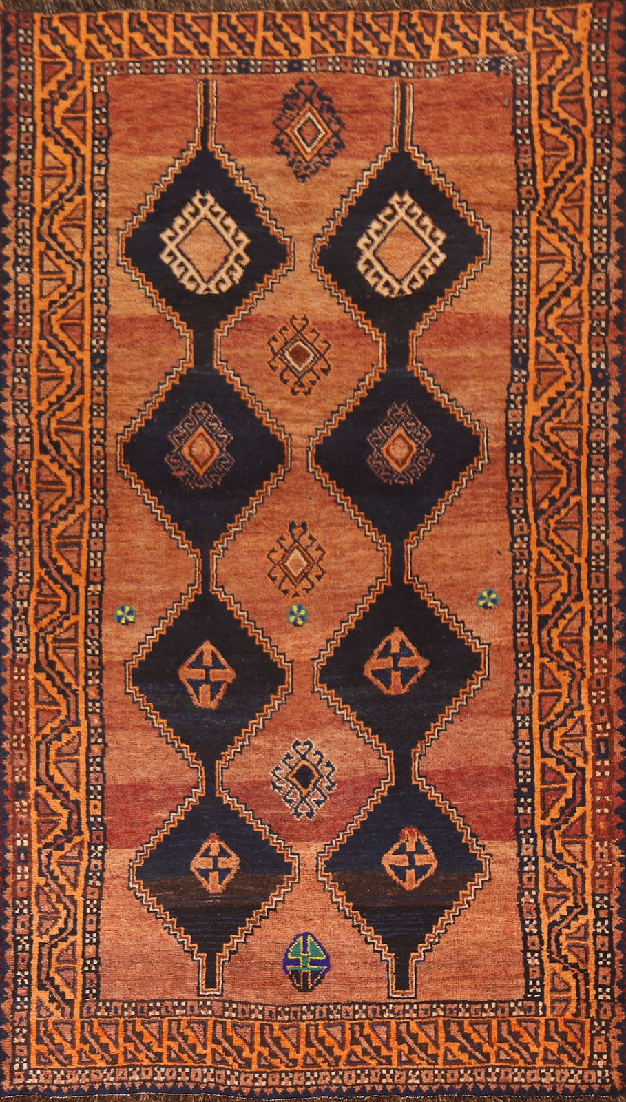 Orange Wool Handmade Accent Rug 4x8 Tribal Geometric Traditional Vintage Carpet gallery