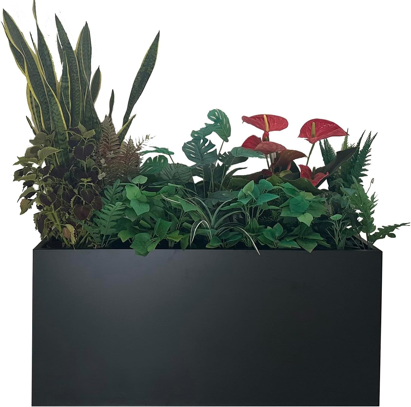 Black Rectangular Planter 40x16x18 Inch Metal Outdoor gallery