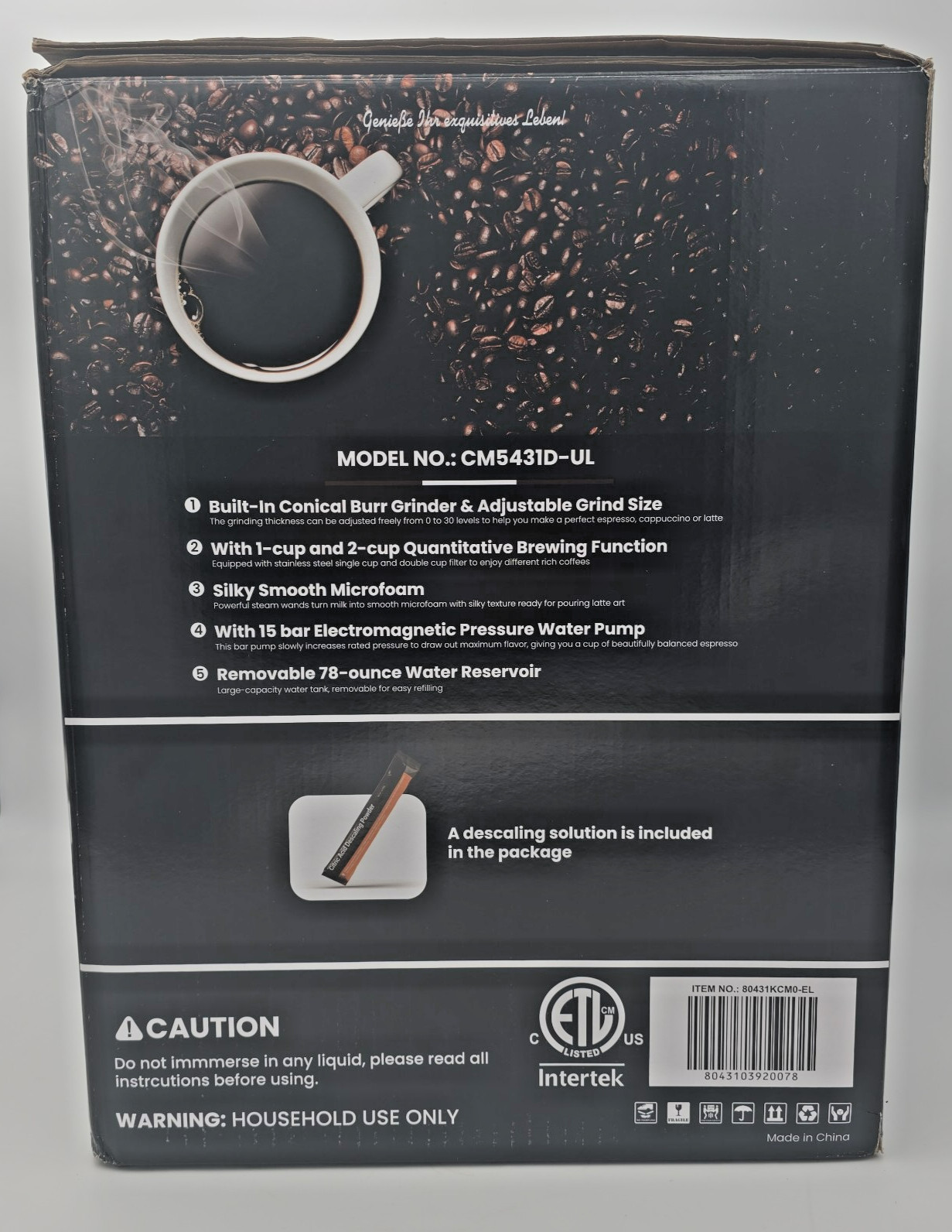 Electactic 15 Bar Espresso Machine Built-In Grinder Milk Frother Open Box gallery